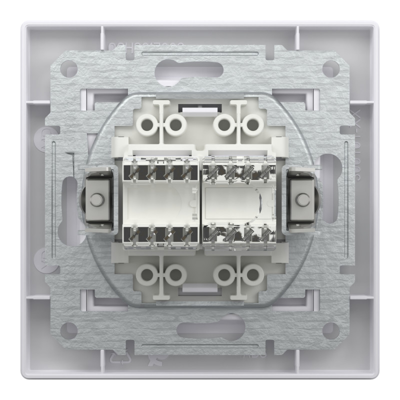 Розетка двойная телефонная RJ11 + компьютерная RJ45 Asfora Schneider Electric белая EPH4900121