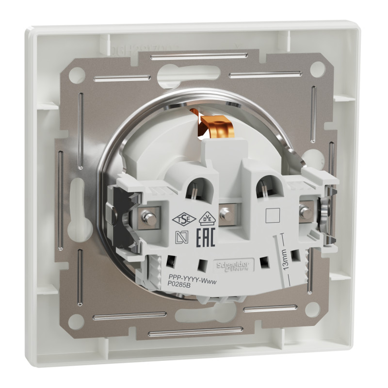 Розетка с заземл. с зах.шторк Asfora Schneider Electric белый EPH2900221
