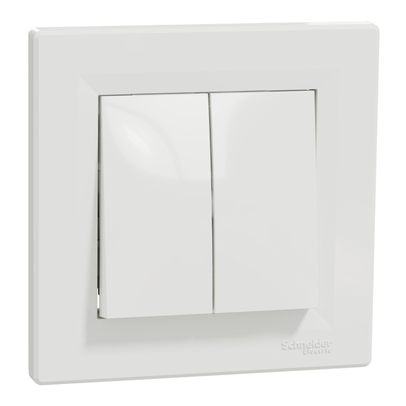 Выключатель двухклавишный Asfora Schneider Electric белый EPH1100121