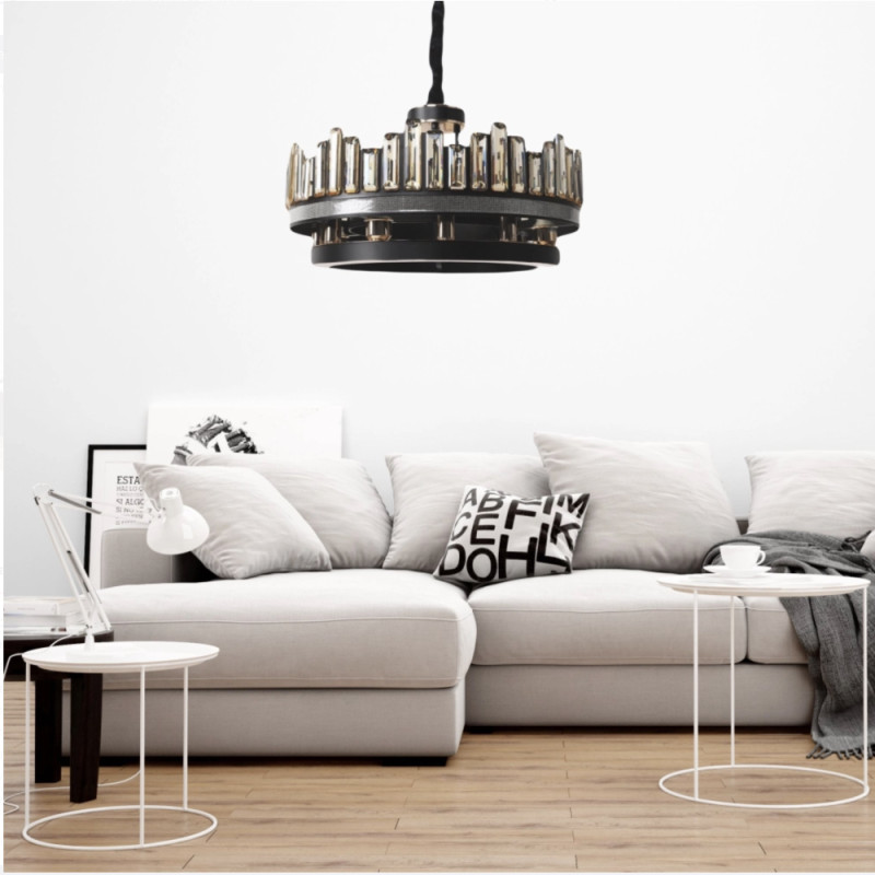 Люстра подвесная Sirius с хрустальным плафоном под 12 ламп Е14 черная/золотая IP20 19808-12