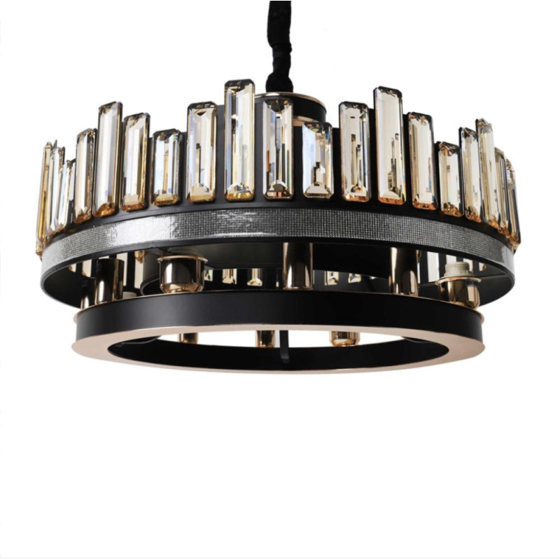 Люстра подвесная Sirius с хрустальным плафоном под 12 ламп Е14 черная/золотая IP20 19808-12