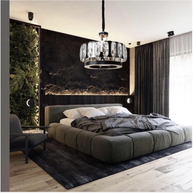 Люстра подвесная Sirius с хрустальными элементами под шесть ламп Е14 черная/золотая IP20 19801-6