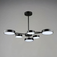 Потолочная LED люстра 63W Valeso на шесть круглых плафонов 3000К+6500К черная IP20 B YH1354/3+3 BK 63W