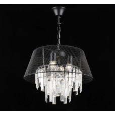 Подвесная хрустальная люстра Sirius с сетчатым плафоном под четыре лампы Е27 черная IP20 B S2452/4 BK