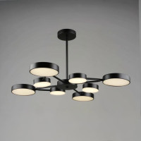 Стельова LED люстра 84W Valeso на вісім акрилових плафонів 3000К+6500К чорна IP20 B YH1354 4+4 BK