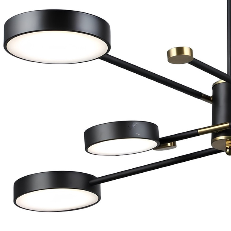 Стельова LED люстра Sirius 132W з акриловими плафонами 3000-6500К чорна/мідь IP20 B YH1124/6 BK+COP