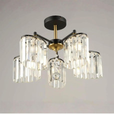 Стельова люстра Valeso на п'ять кришталевих плафонів під лампу Е27 чорна/мідь IP20 N6636/5