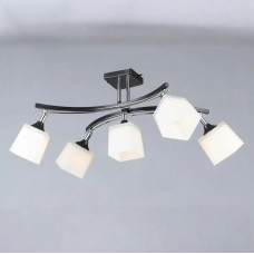 Потолочная люстра Valeso на пять квадратных плафонов под лампу Е27 черная/хром IP20 B N1435/5 BK+CH