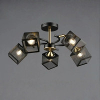 Потолочная люстра Valeso на пять квадратных плафонов под лампу Е27 черная/медь IP20 N6606/5