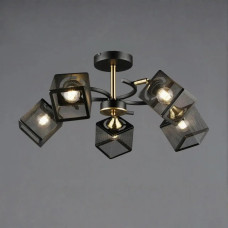 Потолочная люстра Valeso на пять квадратных плафонов под лампу Е27 черная/медь IP20 N6606/5