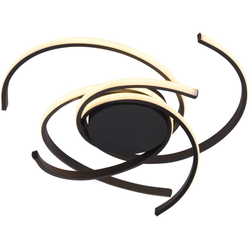 Стельова LED люстра 92W з пультом Sirius з вигнутими розсіювачами 3000K-6500K чорна IP20 LCD3001 BK