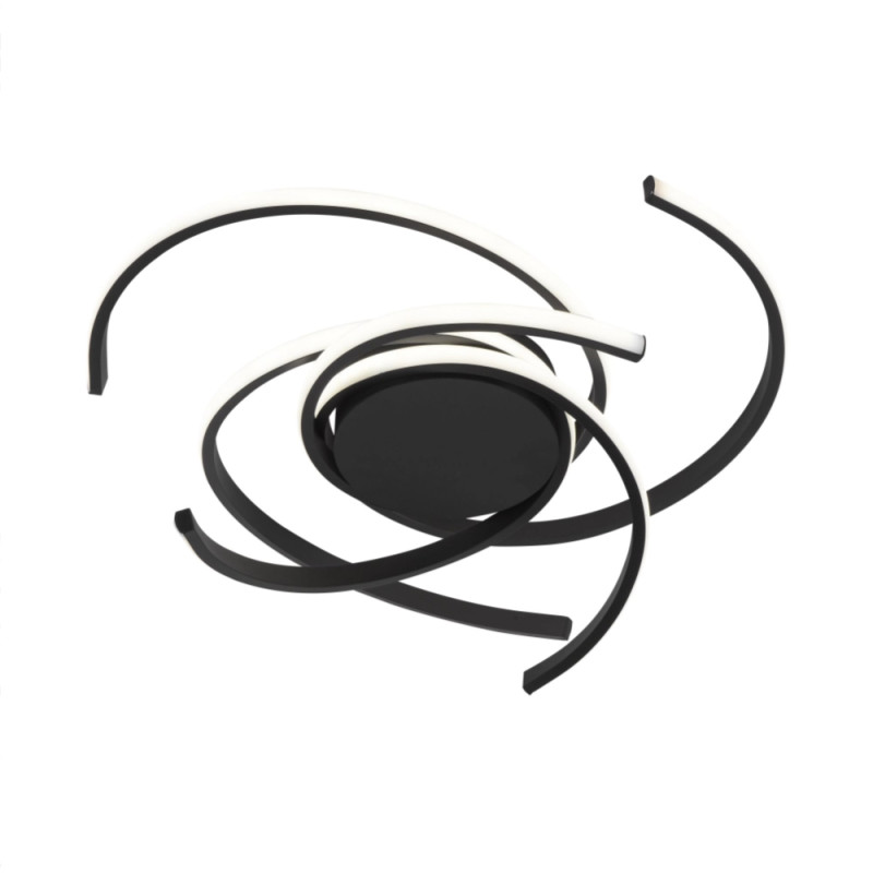 Стельова LED люстра 92W з пультом Sirius з вигнутими розсіювачами 3000K-6500K чорна IP20 LCD3001 BK