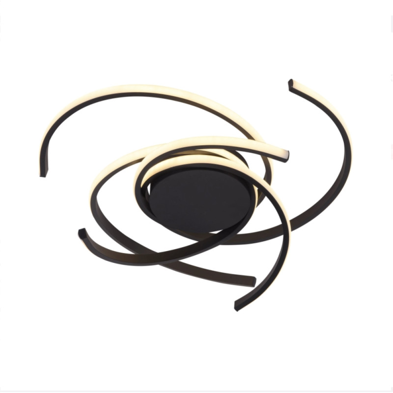 Стельова LED люстра 92W з пультом Sirius з вигнутими розсіювачами 3000K-6500K чорна IP20 LCD3001 BK