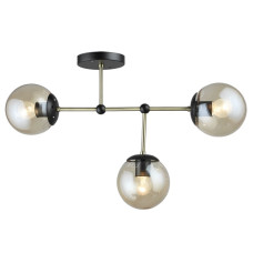 Стельова люстра Sirius на 3 скляні плафони під лампу Е27 чорно-бронзова IP20 B A4261/3 AB+BK