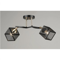 Потолочная люстра Sirius на два квадратных плафона в сетку под лампу Е27 черная IP20 N5708/2