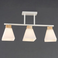 Стельова люстра Sirius з дерев'яними елементами під три лампи Е27 біла IP20 B N6663/3 WT+WOOD