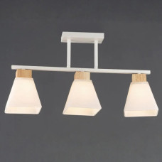 Стельова люстра Sirius з дерев'яними елементами під три лампи Е27 біла IP20 B N6663/3 WT+WOOD