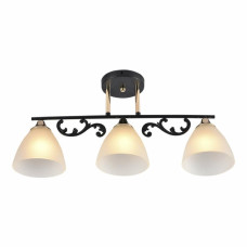 Стельова люстра Sirius з плафонами на металевій планці під 3 лампи Е27 чорна IP20 LX2493-3 BK+FGD