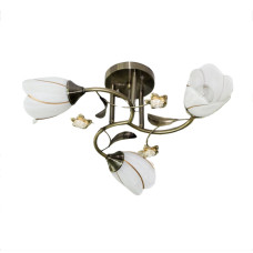 Стельова люстра Sirius з трьома плафонами у вигляді квіток під лампу Е27 бронза IP20 B N1508/3 AB