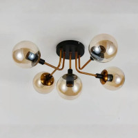 Потолочная люстра Sirius на пять шаровидных плафонов под лампу Е27 черная/золото IP20 DX2102-5 BK+GD