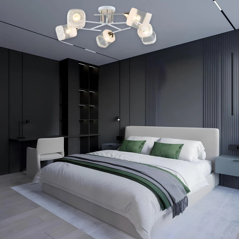 Потолочная люстра Sirius на пять квадратных плафонов под лампу Е27 белая IP20 A4147/5