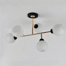 Стельова люстра Sirius на п'ять матових плафонів під лампу Е27 чорна/золото IP20 L0006-5 BK+FGD