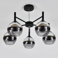 Потолочная люстра Sirius на пять прозрачных плафонов под лампу Е27 черная IP20 DW008-5 BK