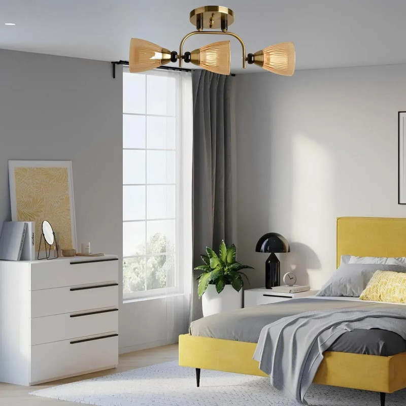 Стельова люстра Sirius на три конусні плафони під лампу Е27 каркас мідний/чорний IP20 Л 8083/3А