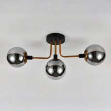 Стельова люстра Sirius на три кулясті плафони під лампу Е27 чорна/золото IP20 DX2101-3 BK+GD