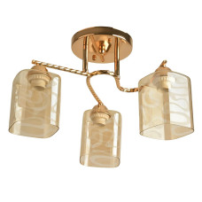 Потолочная люстра Sirius на три квадратных плафона под лампу Е27 золотая IP20 Л 8123/3А FG