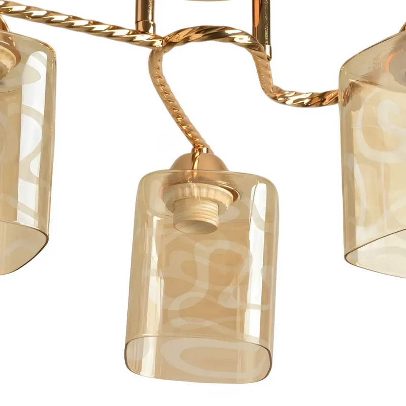 Потолочная люстра Sirius на три квадратных плафона под лампу Е27 золотая IP20 Л 8123/3А FG