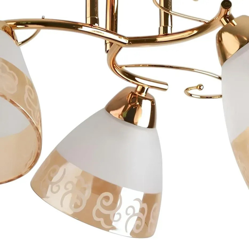 Стельова люстра Sirius на три матових плафони під лампу Е27 золота IP20 Л 8003/3 FG