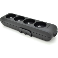 Колодка X-tendia с заземлением 4 гн., с защитными шторками, черная Panasonic WLTB04402BL-UA