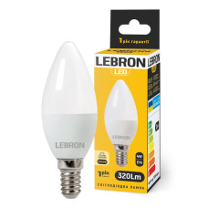 Светодиодная лампа LEBRON L-С37, 4W, 220V, Е14, 3000K, 320Lm. 11-13-11-1