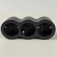 Тройник Legrand 3 гнезда с заземлением черный Standart ( 694519 )