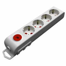 Колодка 4 гнезда с заземлением Mutlusan со шторками 49-12-34