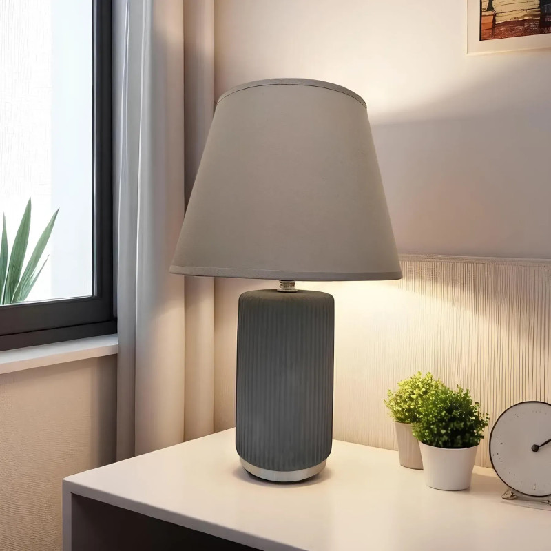 Настільна лампа Valeso з текстильним абажуром під лампу Е14 сіра IP20 HS8819 GRAY