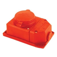 Розетка настінна з заземленням, 16А, каучук, (IP44), помаранчева, Mutlusan