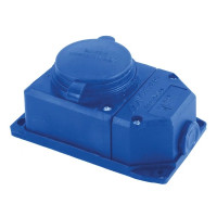 Настенная розетка с заземлением, 16А, каучук, (IP44), синяя, Mutlusan