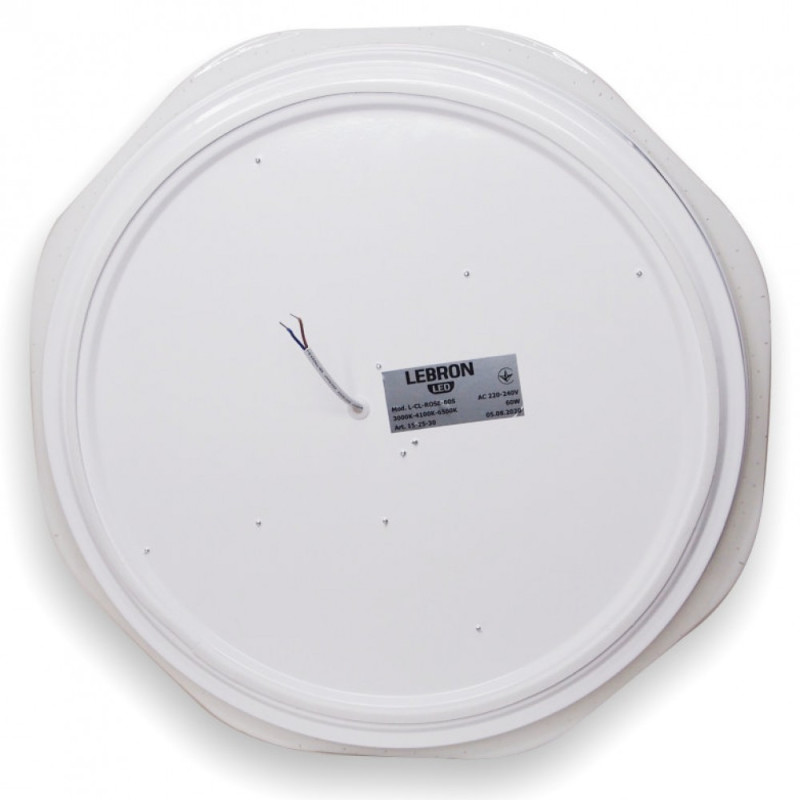 Светильник LED настенно-потолочный LEBRON L-CL-ROSE, max 60W, 3000K, 4100K, 6500K, 4200Lm 15-25-30-1