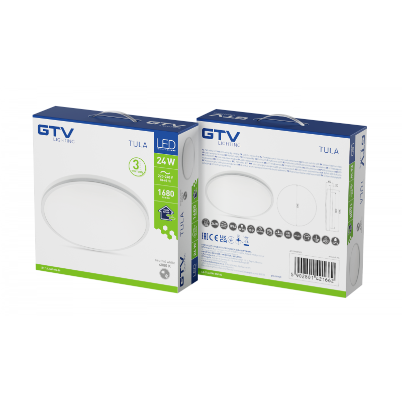 Светильник светодиодный TULA, 24 Вт, 1680 лм, 4000K, AC180-250В, PF>0,5, IP44, Ø350 мм, серый LD-TUL24W-NW-80