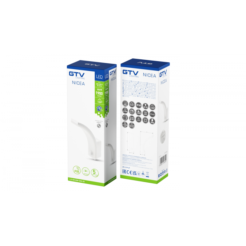 Світильник світлодіодний фасадний NICE з датчиком руху, 20 Вт, 1900 лм, 4000K, IP65, функція коридор LD-NIC20W-DIM-00