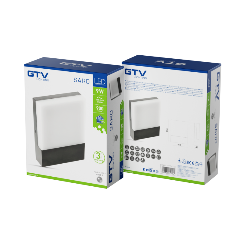 Світильник світлодіодний фасадний SARO, 9 Вт, 900 лм, IP54, 4000K, чорний LD-SARO9WB-10