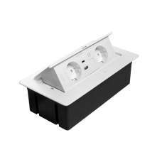 Мебельная розетка в столешницу врезная GTV MULTISOFT, 2хSHUKO, USB A+C, RJ45, кабель 1.5м, белый AE-PBSUR2GS-10