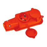 Колодка 2 гнезда с заземлением, 16А, каучук, (IP44), оранжевая, Mutlusan