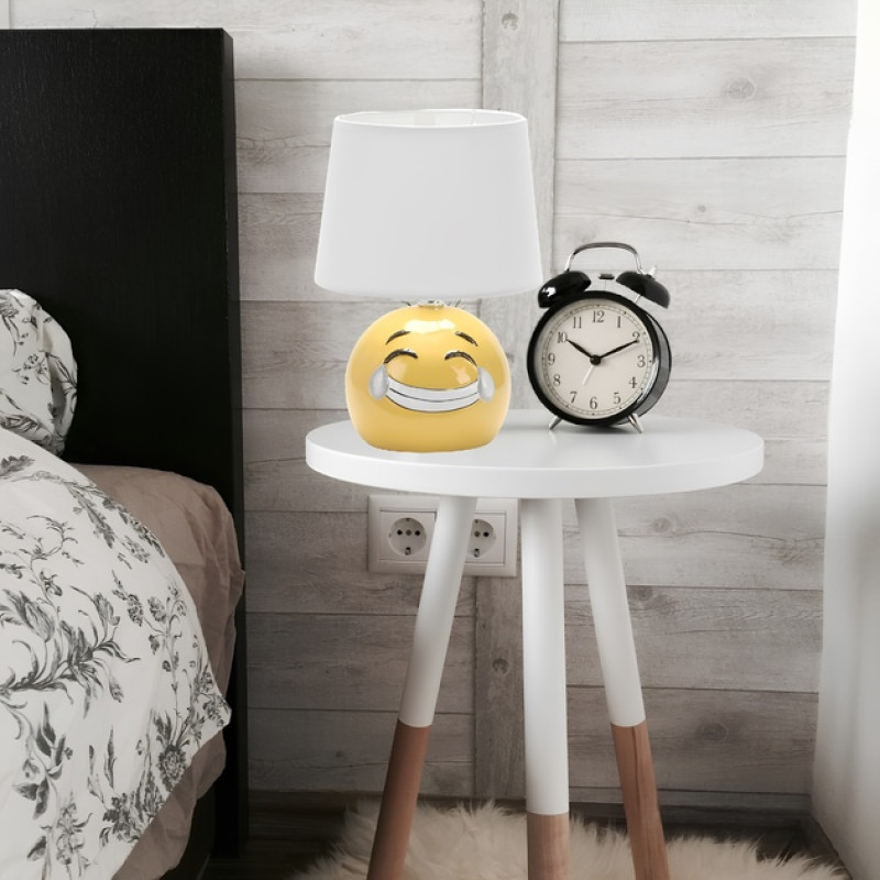 Лампа настільна Sirius "Смайлик" з абажуром з тканини під лампу Е14 біло-жовта IP20 D1-508