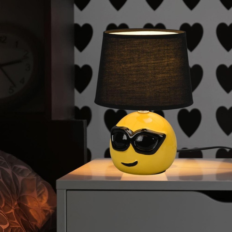 Лампа настільна Sirius "Смайлик" з керамічною основою під лампу Е14 чорно-жовта D1-510