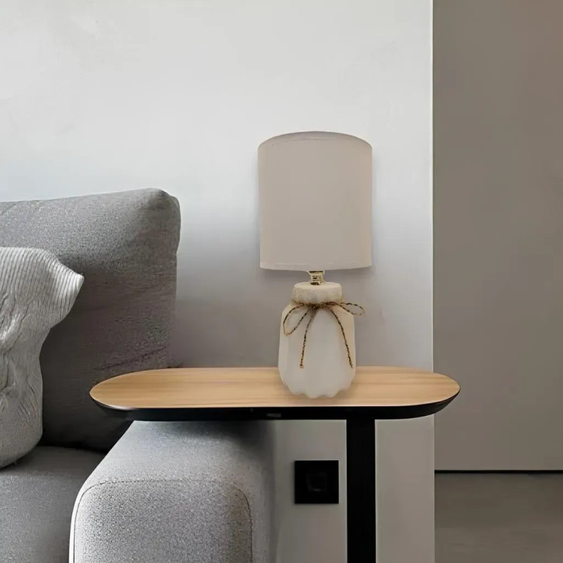 Настільна лампа Valeso з текстильним абажуром під одну лампу Е14 біла IP20 VALESO HS8869