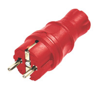 Вилка с заземлением, 16А, каучук, прямая, красная, Mutlusan