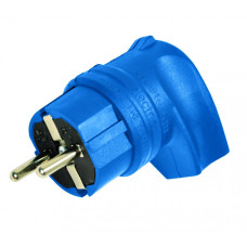 Вилка с заземлением, 16А, каучук, Г-образная, синяя, Mutlusan